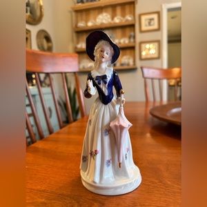Vintage KPM Porcelain Bisque Figurine Lady with Umbrella